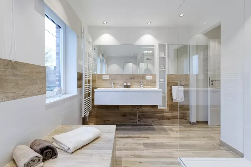 Salle de bain d'une maison Baijot à Erpent
